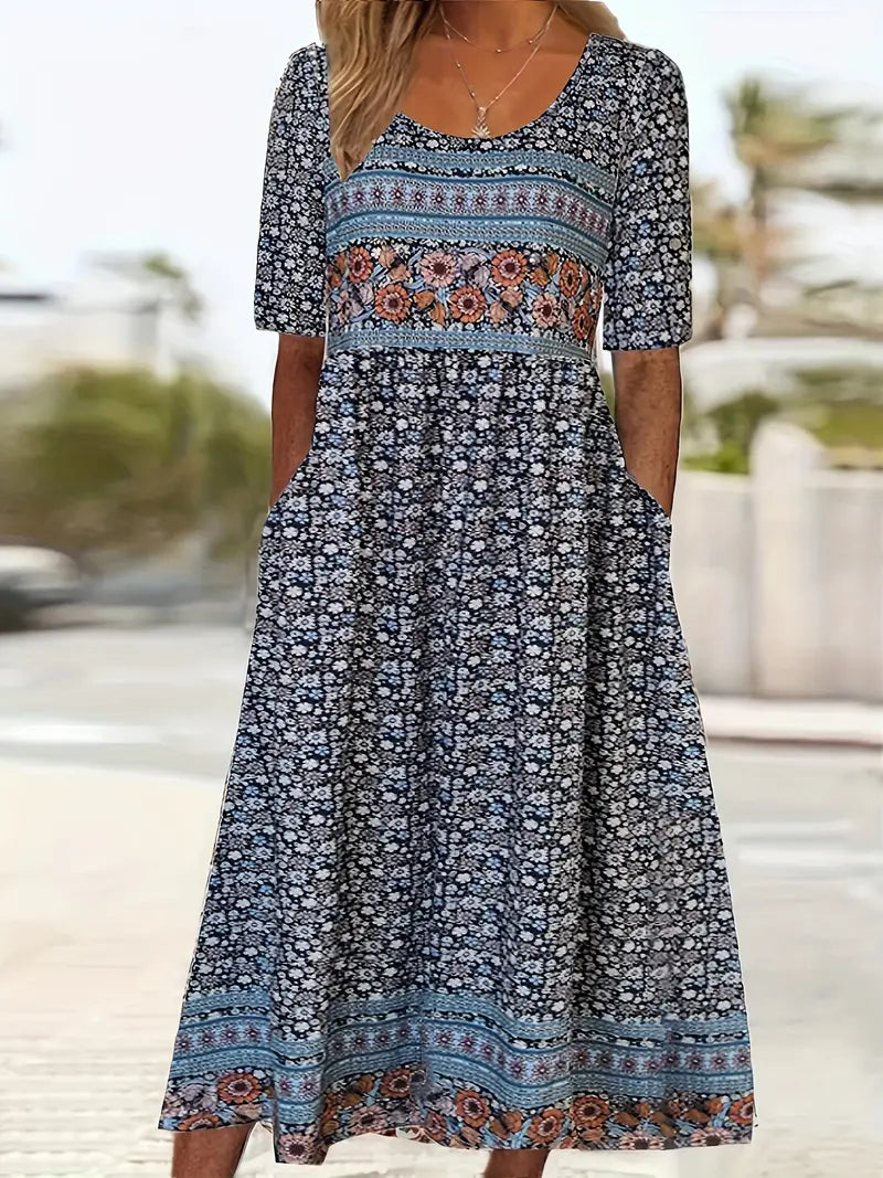 Lucía | Vestido Midi Bohemio de Manga Corta para Mujer 1