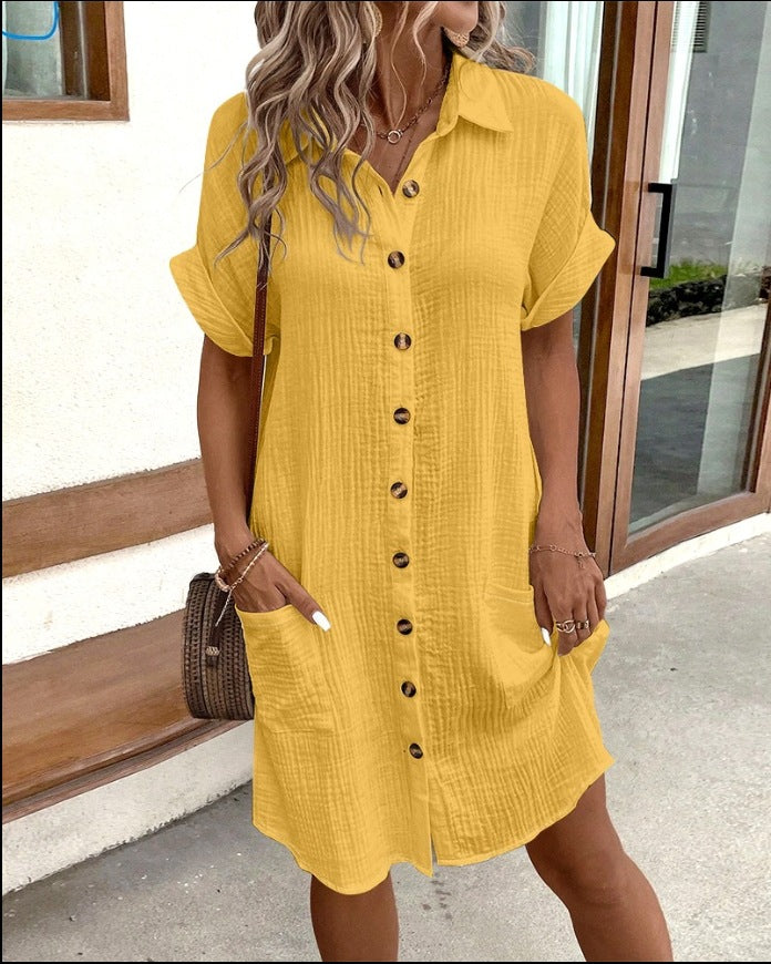 Vestido Midi Mujer Casual Oversize Botones Verano