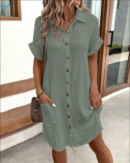 Vestido Midi Mujer Casual Oversize Botones Verano
