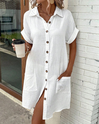 Vestido Midi Mujer Casual Oversize Botones Verano