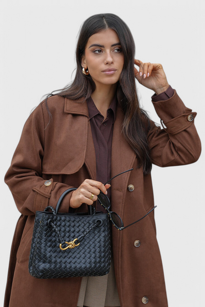 Bolso mujer de cuero vegano tejido grande moderno