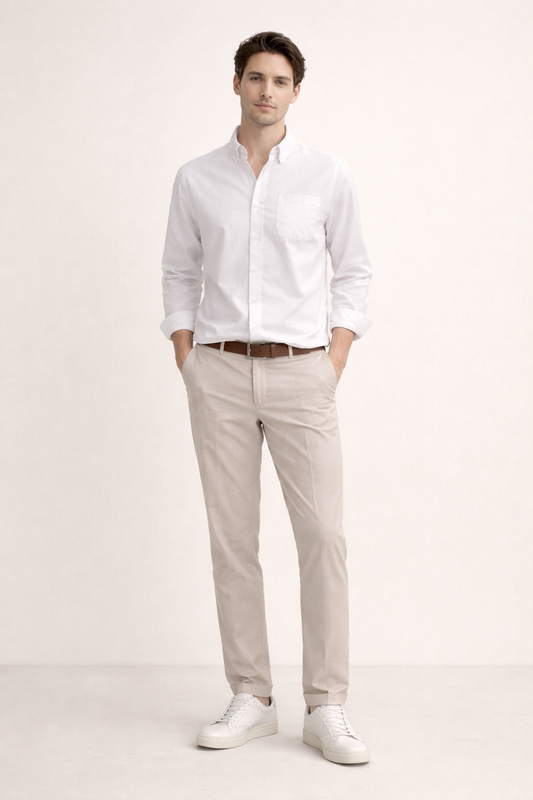 Camisa Hombre Casual Algodón Manga Larga Corte Recto - Mavetta