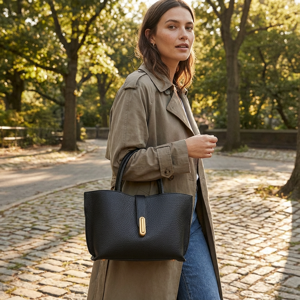 Bolso Tote Mini Mujer con Cierre Ovalado Silueta Alada