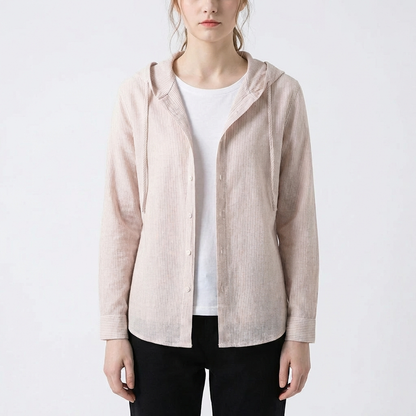 Camisa Mujer Algodón Capucha Corte Oversize Casual
