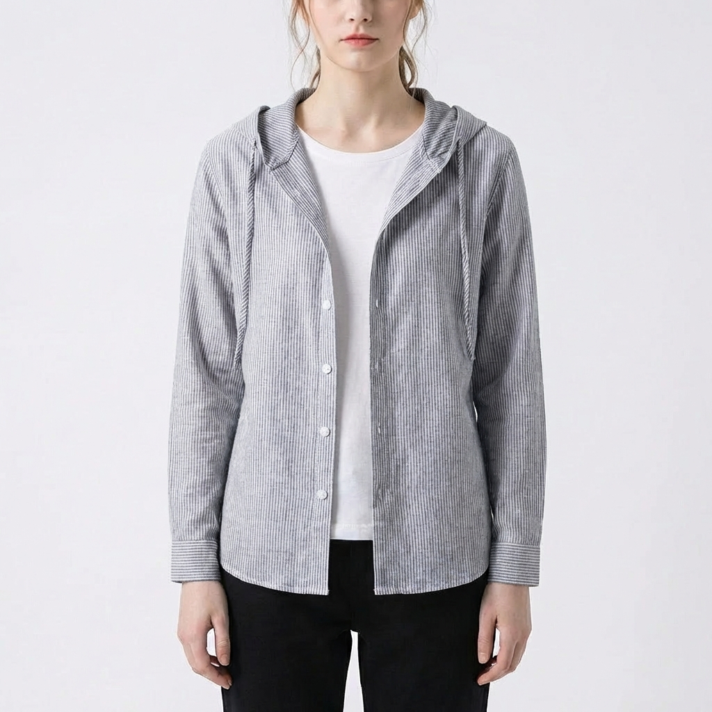 Camisa Mujer Algodón Capucha Corte Oversize Casual