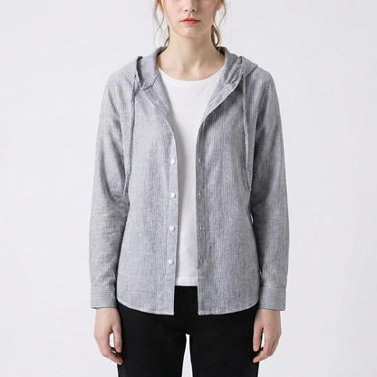 Camisa Mujer Algodón Capucha Corte Oversize Casual