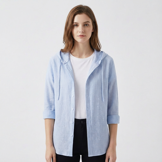 Camisa Mujer Algodón Capucha Corte Oversize Casual - Mavetta