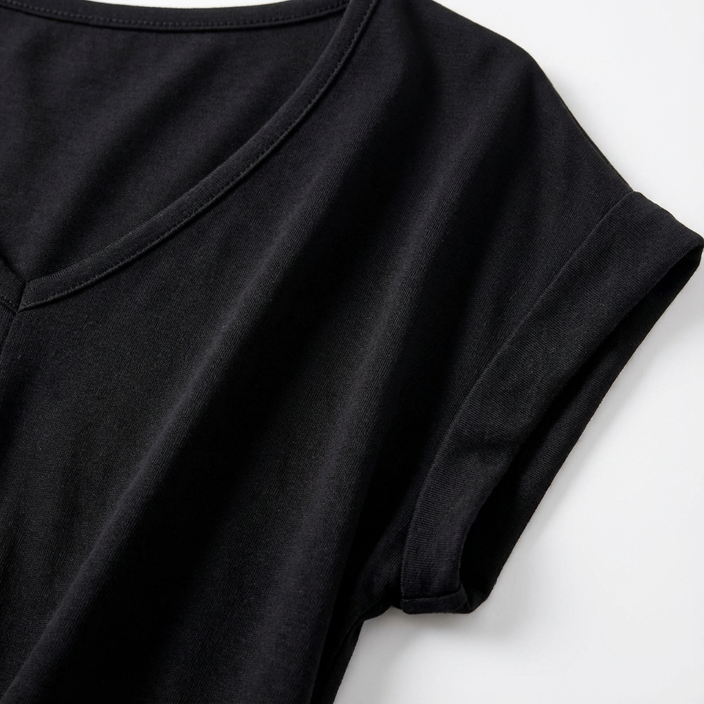Camiseta Mujer Algodón Escote en V Manga Caída