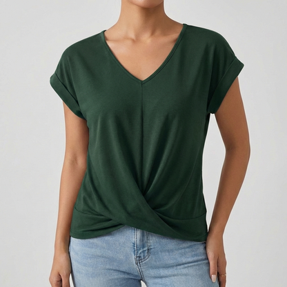 Camiseta Mujer Algodón Escote en V Manga Caída