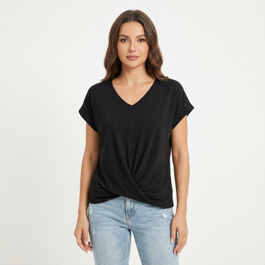 Camiseta Mujer Algodón Escote en V Manga Caída - Mavetta