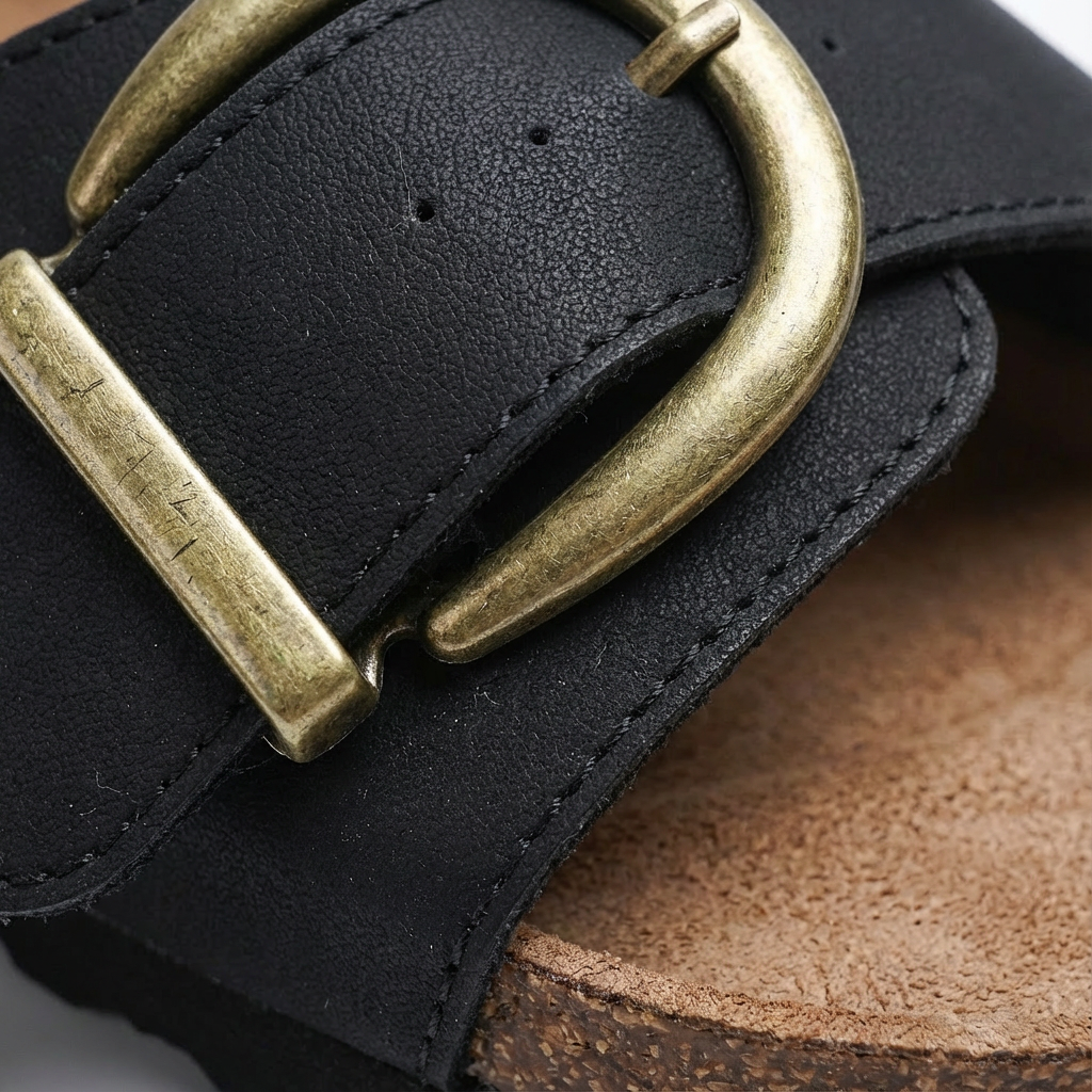 Sandalias Slide Mujer Tira Ancha Hebilla Grande Casual