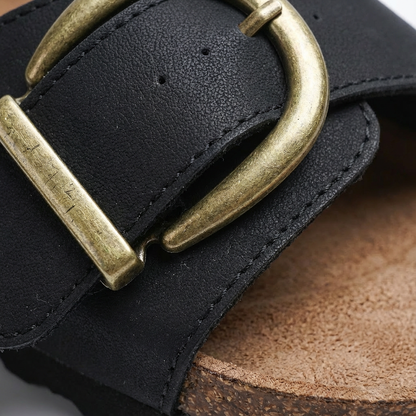 Sandalias Slide Mujer Tira Ancha Hebilla Grande Casual