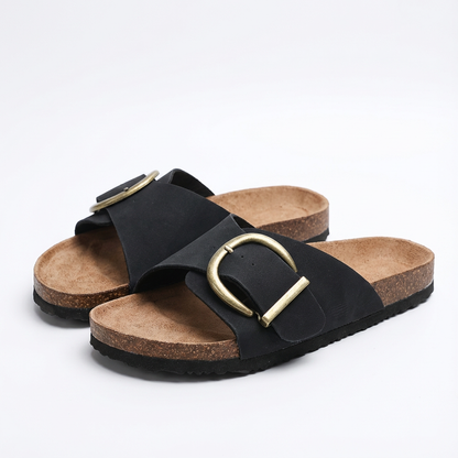 Sandalias Slide Mujer Tira Ancha Hebilla Grande Casual - Mavetta