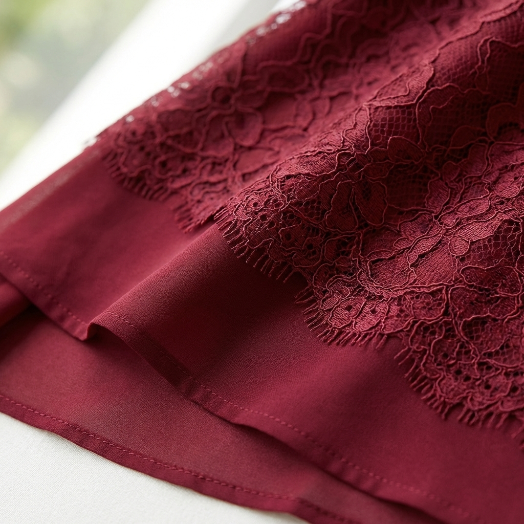 Vestido Mujer A-Line Encaje Bordado Bajo Asimétrico