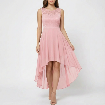 Vestido Mujer A-Line Encaje Bordado Bajo Asimétrico