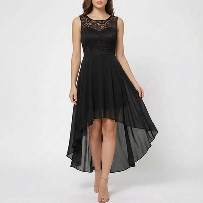 Vestido Mujer A-Line Encaje Bordado Bajo Asimétrico