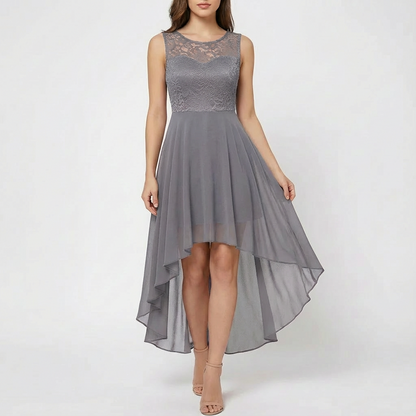 Vestido Mujer A-Line Encaje Bordado Bajo Asimétrico