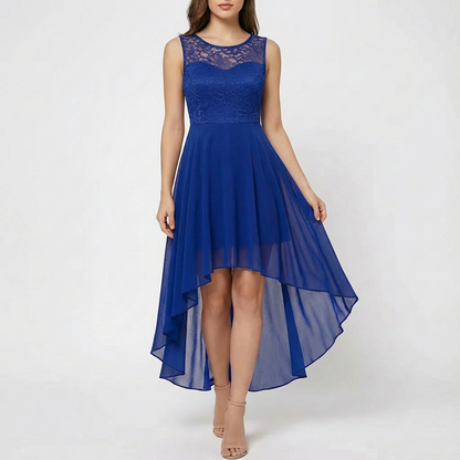 Vestido Mujer A-Line Encaje Bordado Bajo Asimétrico