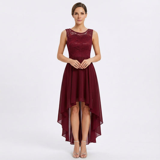 Vestido Mujer A-Line Encaje Bordado Bajo Asimétrico - Mavetta