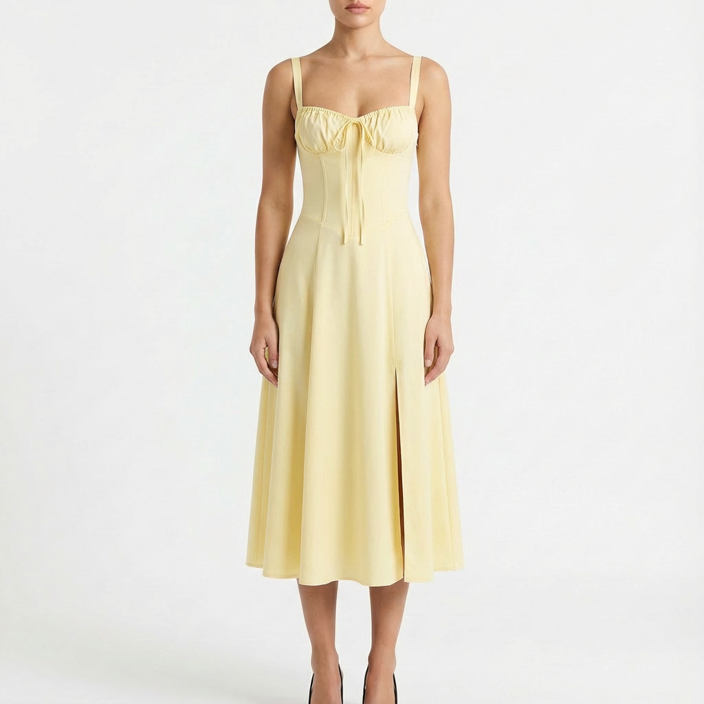 Vestido Midi Mujer con Tirantes Finos Estampado Floral