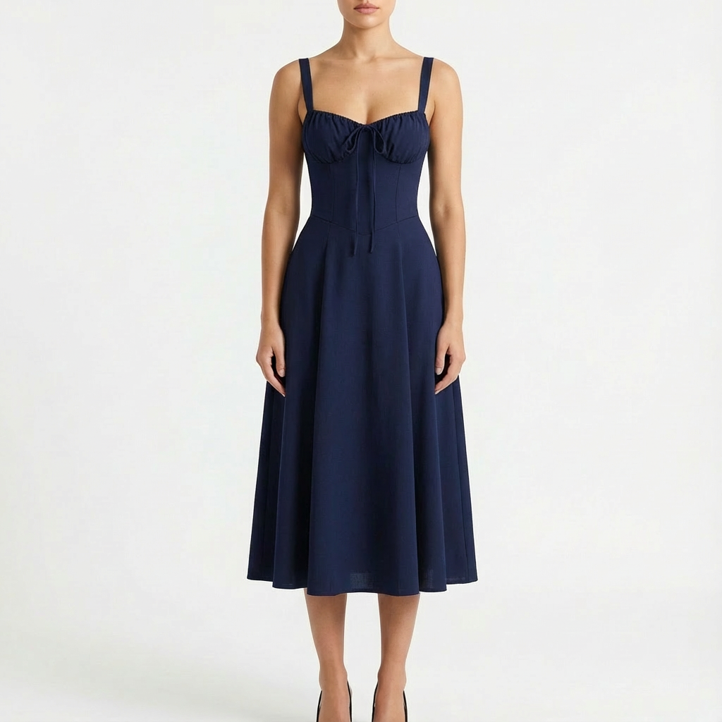 Vestido Midi Mujer con Tirantes Finos Estampado Floral