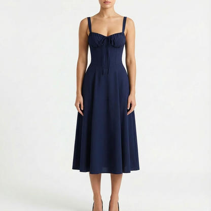 Vestido Midi Mujer con Tirantes Finos Estampado Floral