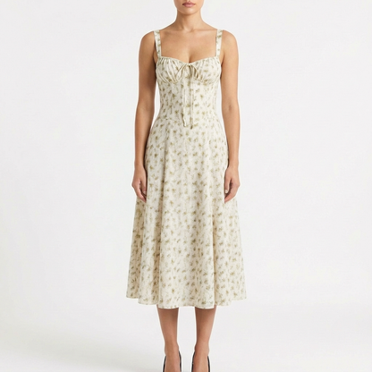 Vestido Midi Mujer con Tirantes Finos Estampado Floral