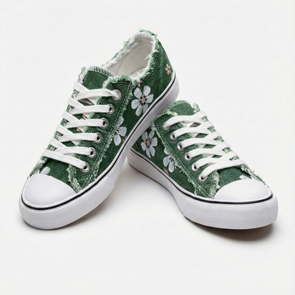 Zapatillas Mujer de Lona Estampado Floral con Cordones Románticas