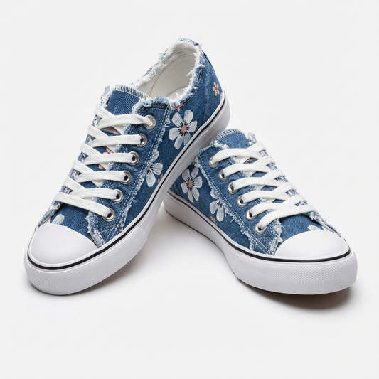 Zapatillas Mujer de Lona Estampado Floral con Cordones Románticas - Mavetta
