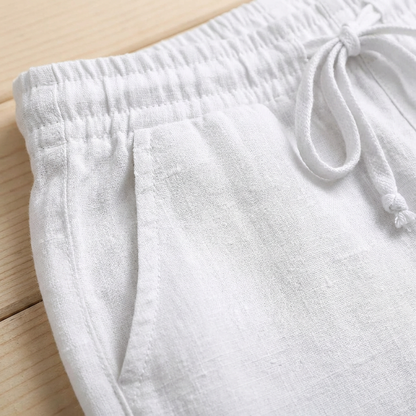 Pantalón Mujer Casual Algodón Cintura Elástica Bajo Doblado