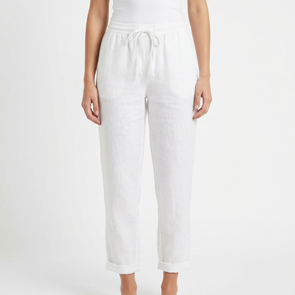 Pantalón Mujer Casual Algodón Cintura Elástica Bajo Doblado - Mavetta