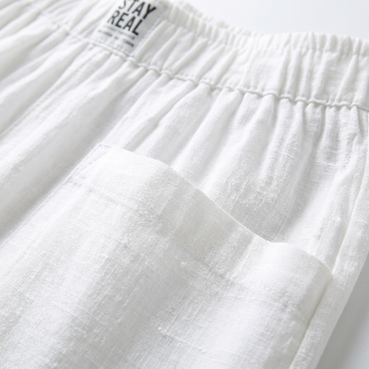 Pantalón Mujer Algodón Cintura Elástica Bolsillos Parche Casual