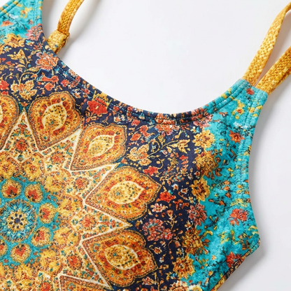 Tankini Mujer Estampado Mandala Tirantes Dobles Bohemio