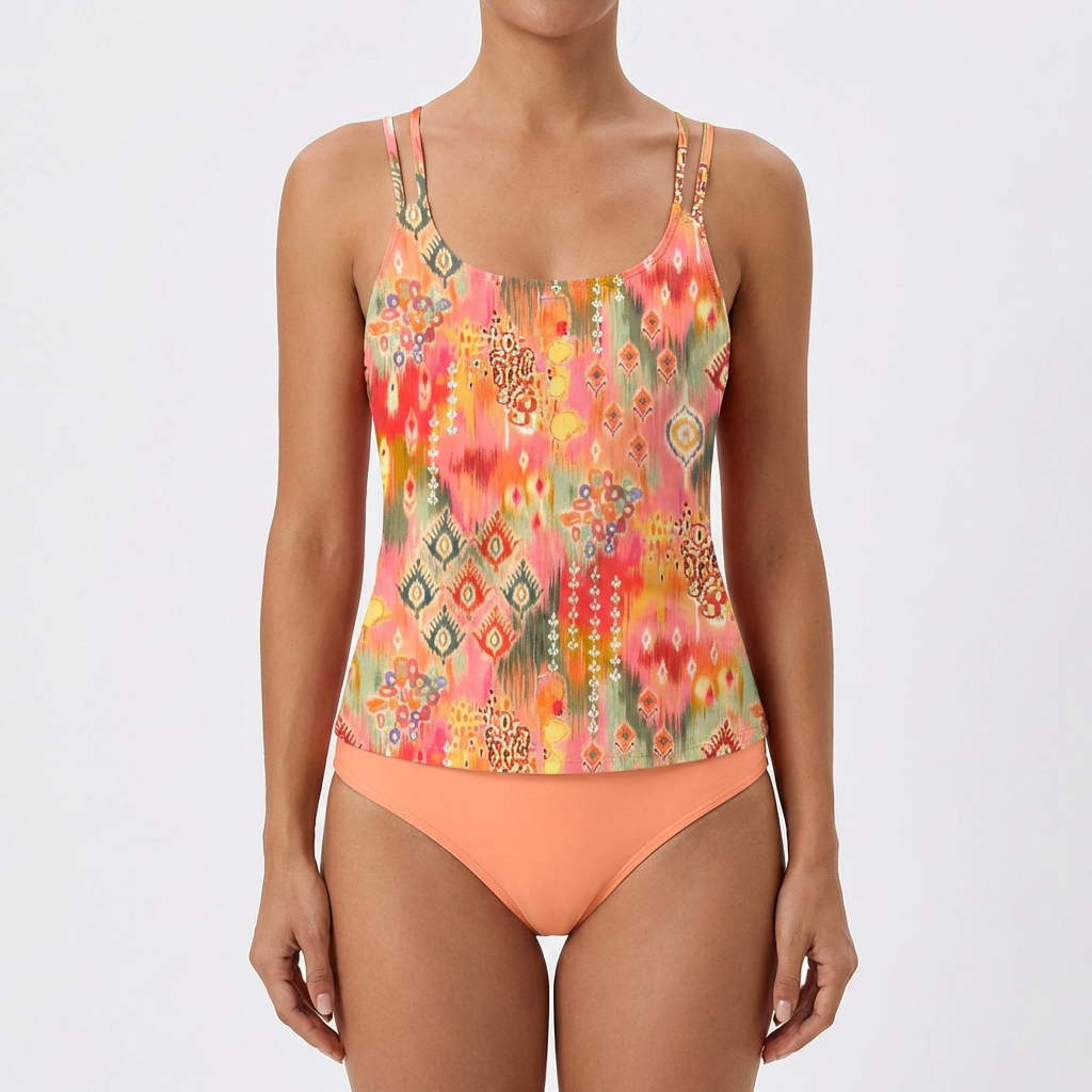 Tankini Mujer Estampado Mandala Tirantes Dobles Bohemio