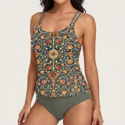 Tankini Mujer Estampado Mandala Tirantes Dobles Bohemio
