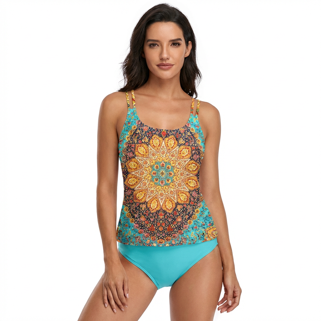 Tankini Mujer Estampado Mandala Tirantes Dobles Bohemio - Mavetta