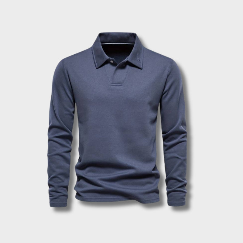 Polo Hombre Algodón Manga Larga Cuello Clásico - Mavetta