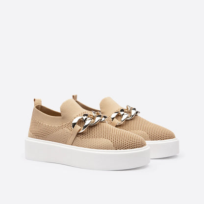 Zapatillas slip-on mujer con cadena decorativa suela gruesa