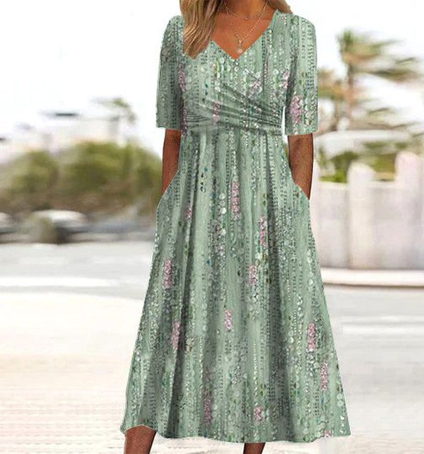 Vestido midi mujer de tela floral corte amplio bohemio - Mavetta