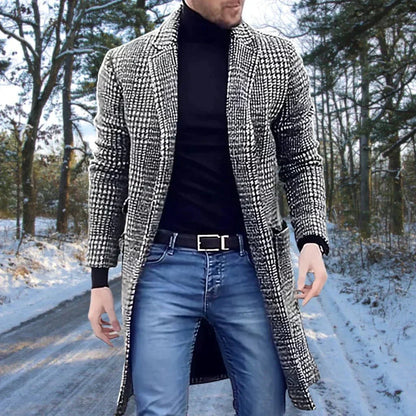 Chaqueta Hombre de Cuadros Media Longitud Ajuste Clásico