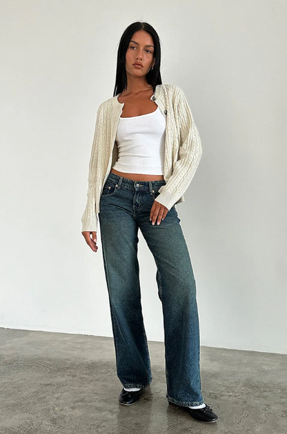 Vaqueros Mujer Denim Elástico Pierna Recta Cintura Baja