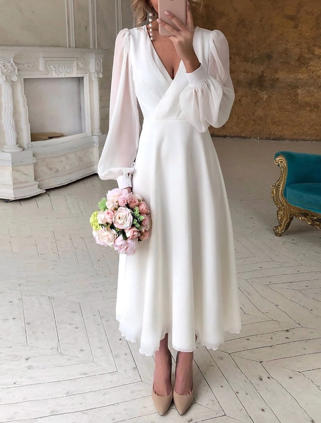 Vestido Cóctel Mujer Manga Larga Elegante Ajustado - Mavetta