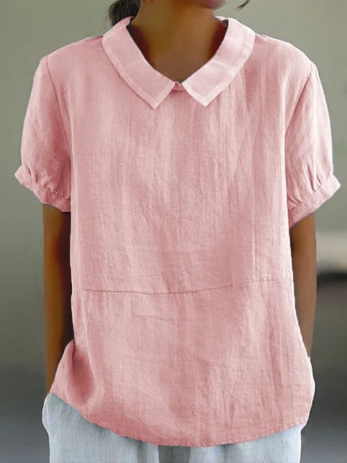 Blusa mujer ligera cuello redondo manga corta