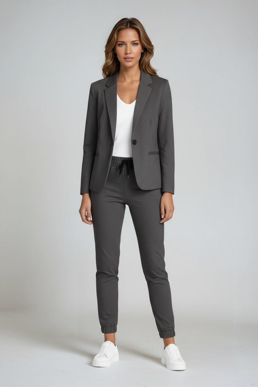 Conjunto Mujer Blazer y Pantalón Slim Fit Estilo Estructurado