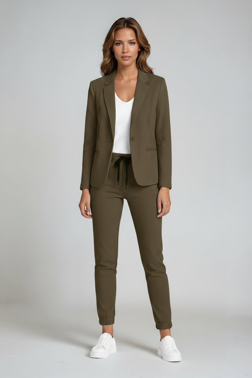 Conjunto Mujer Blazer y Pantalón Slim Fit Estilo Estructurado