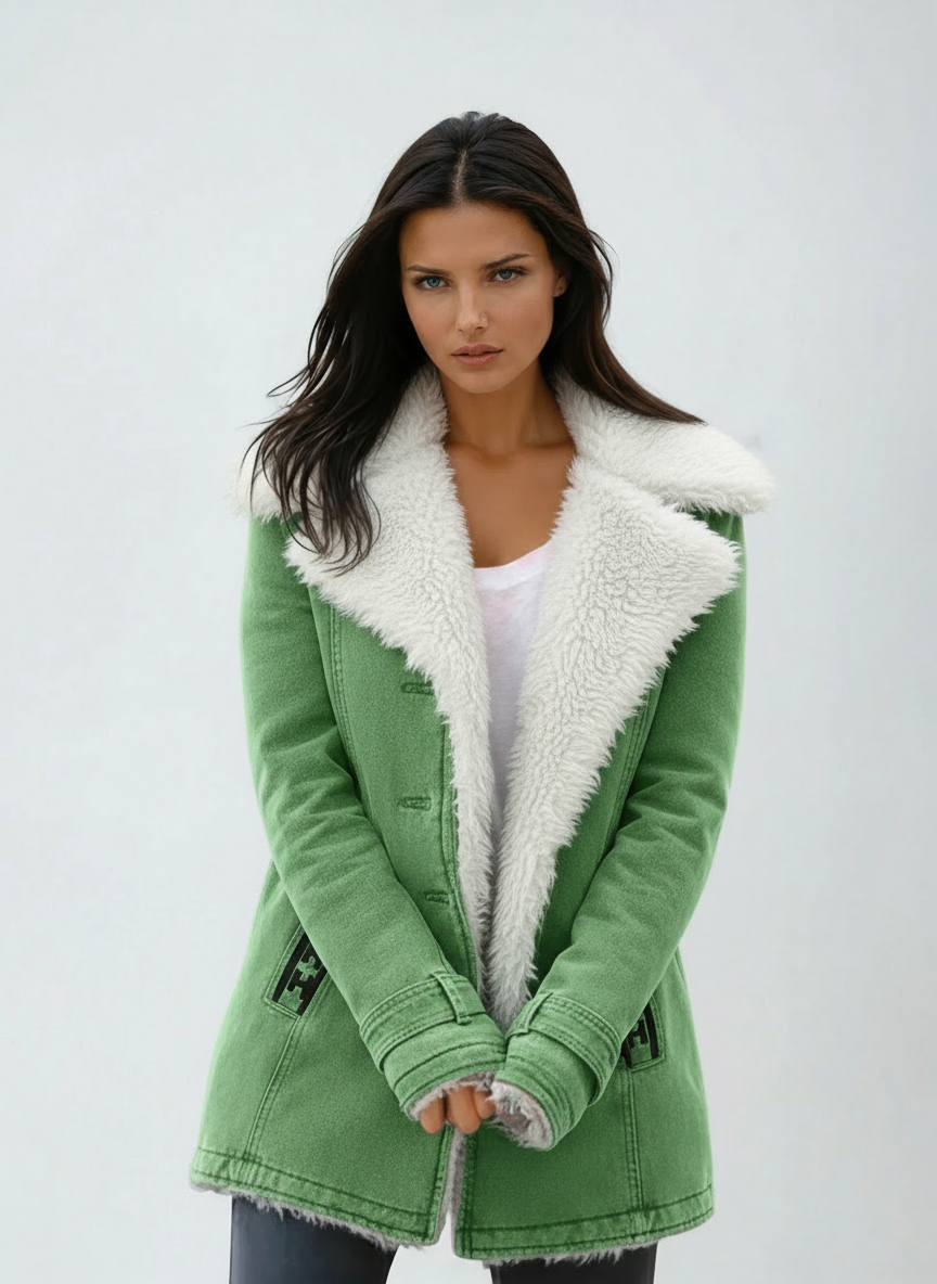 Abrigo mujer Invierno Cuello de peluche Cierre de botones - Mavetta