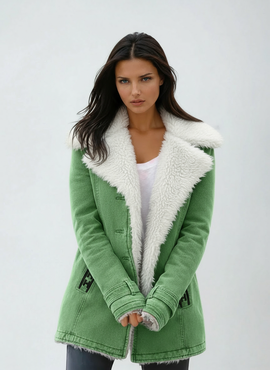 Abrigo mujer Invierno Cuello de peluche Cierre de botones - Mavetta