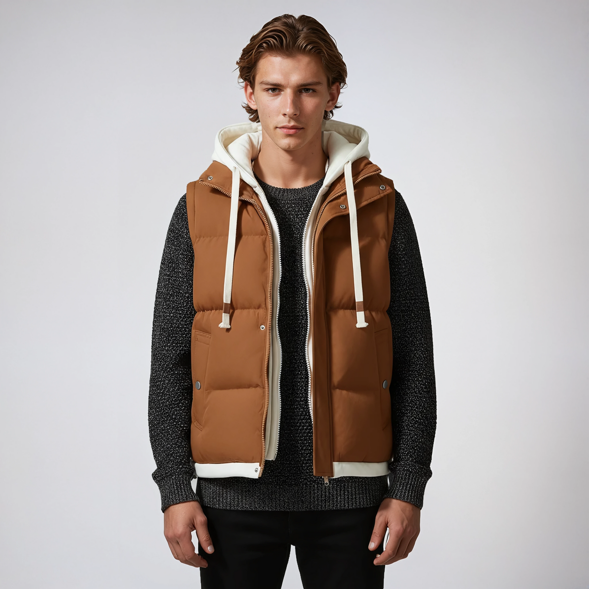 Chaleco Hombre Acolchado Puffer con Capucha Ajuste Regular - Mavetta