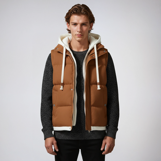 Chaleco Hombre Acolchado Puffer con Capucha Ajuste Regular - Mavetta