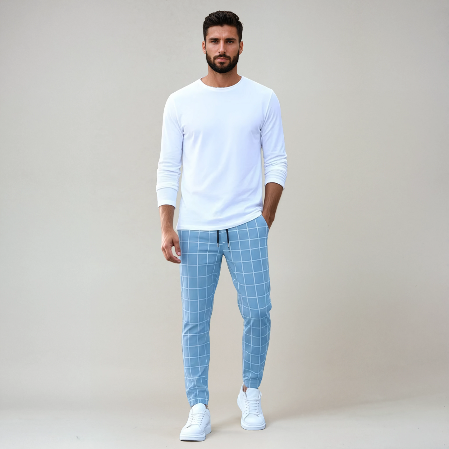Pantalón Hombre Estampado Cuadros Cintura Ajustable - Mavetta